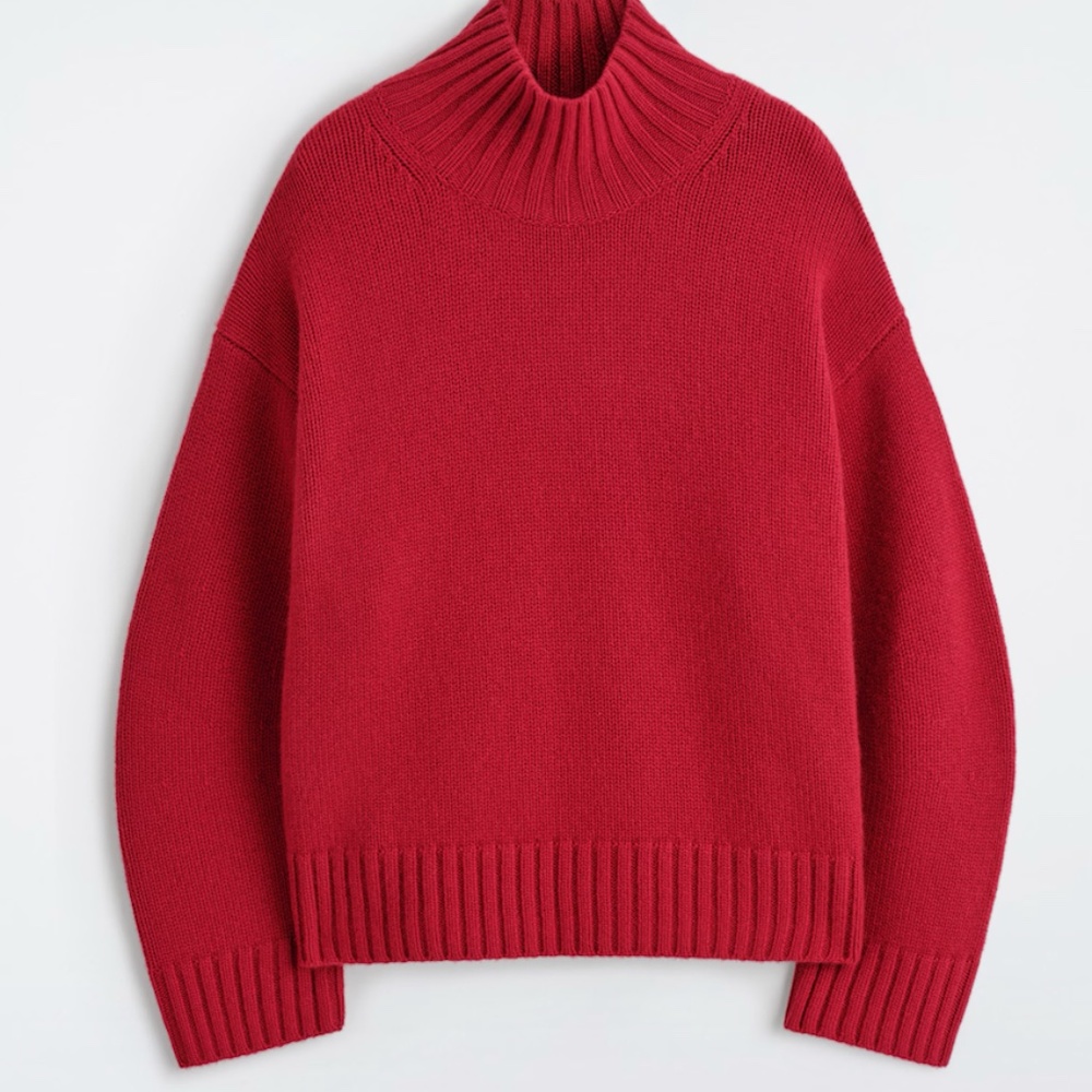 COS Red Ribbed Turtleneck Sweater - Picture 2 of 11